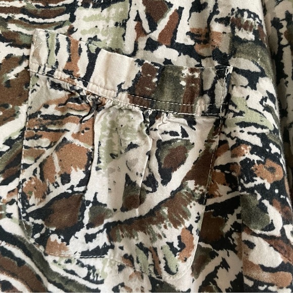 Casual woman blouse size XL button front brown fall abstract gma core 3/4 sleeve - Picture 3 of 11